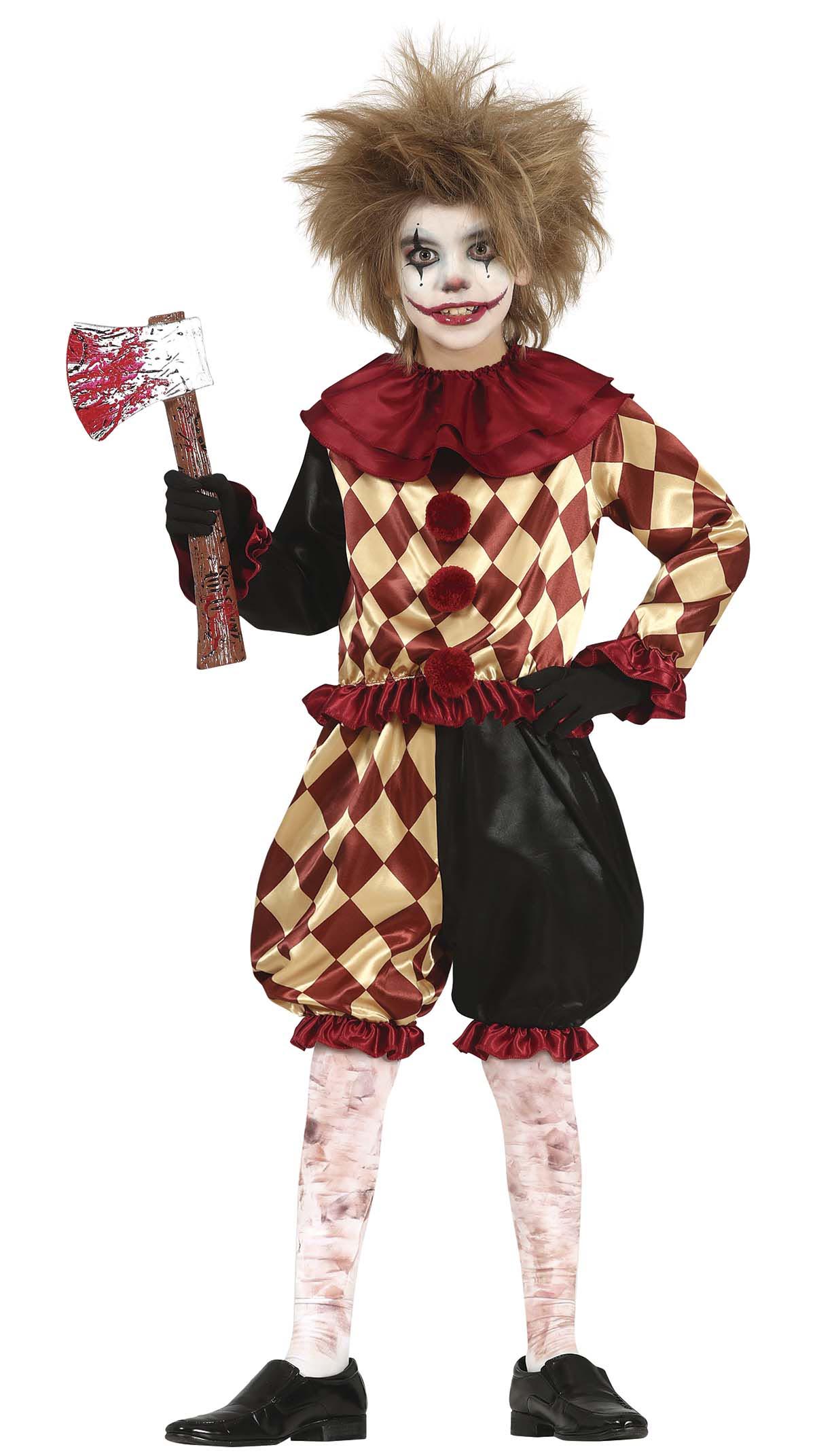 Horror Clown Kostuum Kind – Rood Zwart Harlekijn