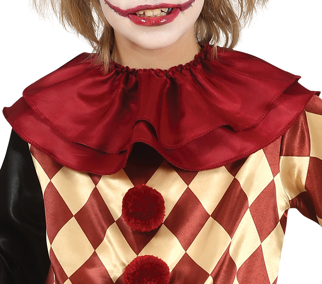 Horror Clown Kostuum Kind – Rood Zwart Harlekijn