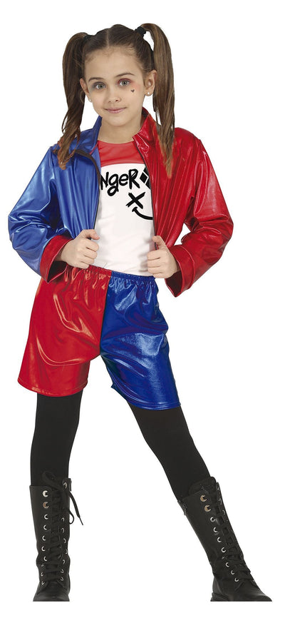 Harley Quinn Halloween Kostuum Meisje Rood Blauw