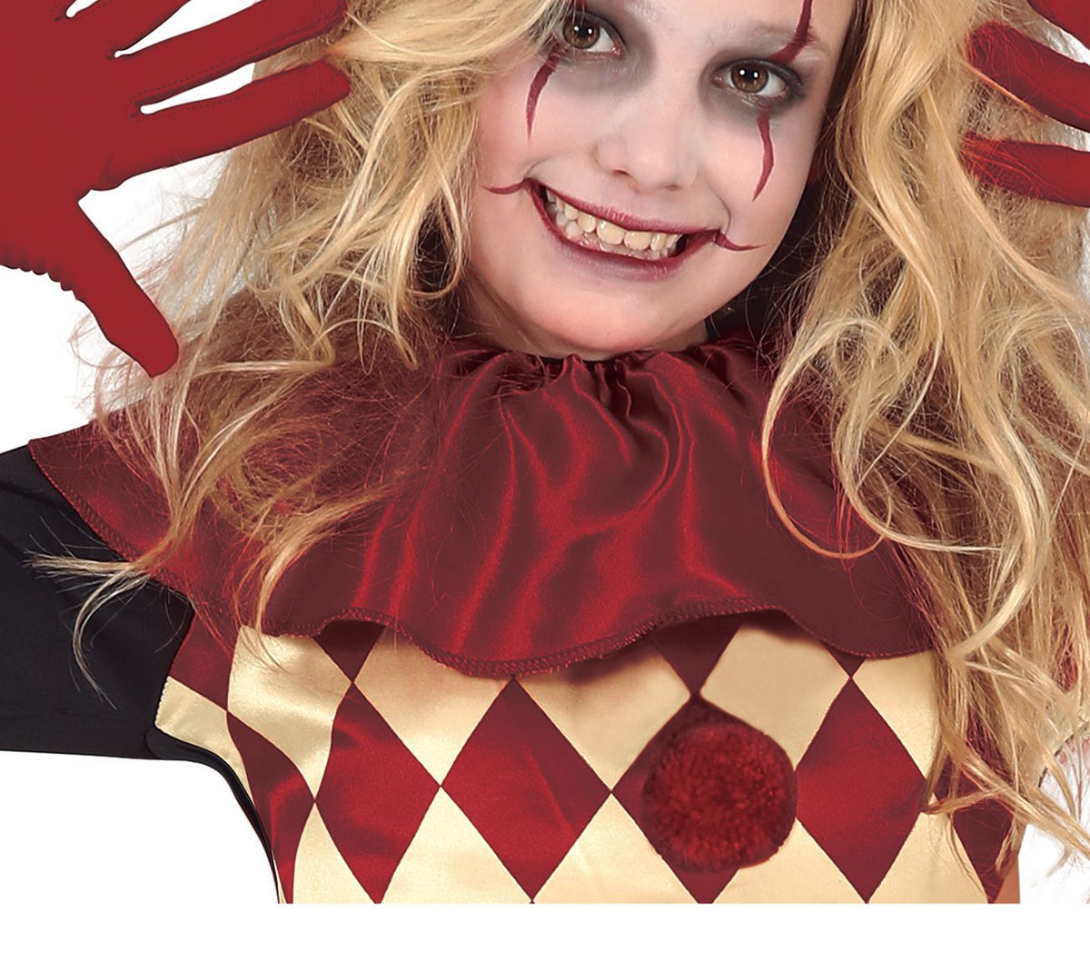 Horror-Clown-Halloween-Kostüm Mädchen Rot