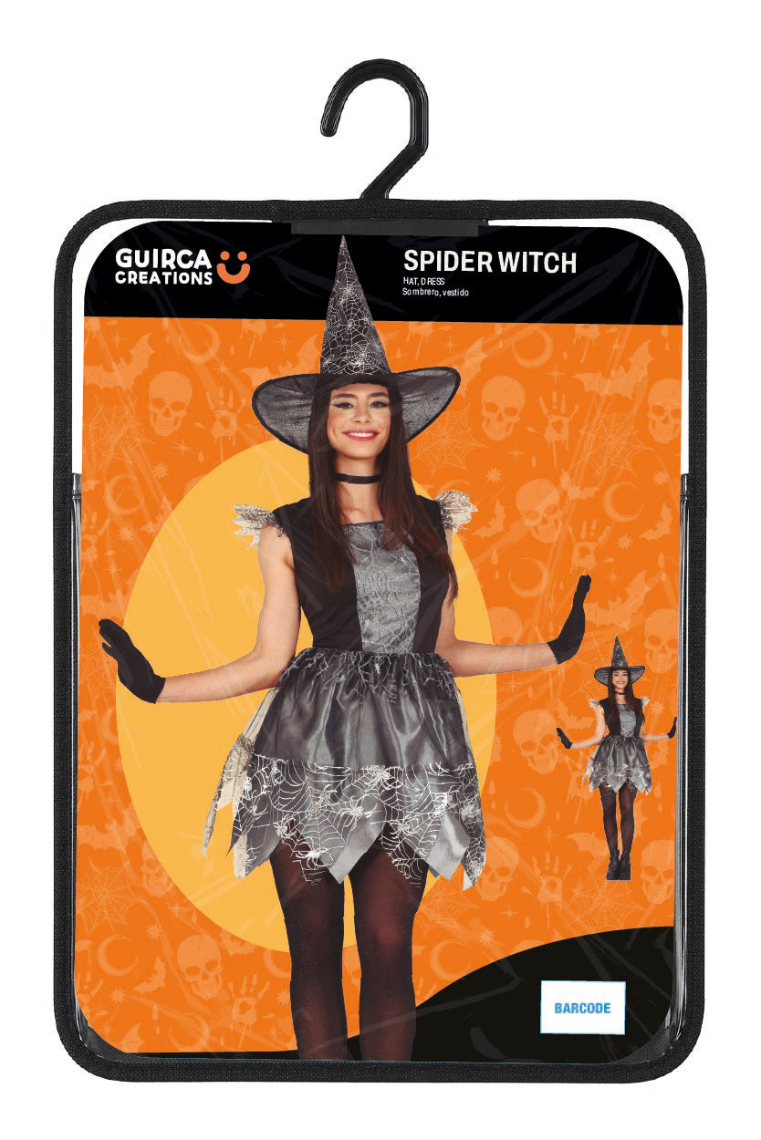 Heks Kostuum Dames Zilver/Zwart – Silver Witch – Jurk & Heksenhoed