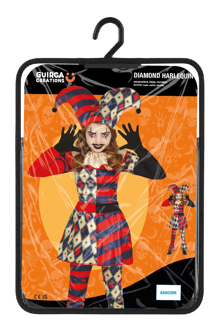 Enge Harlekijn Kostuum Kind – Halloween Joker Rood Blauw