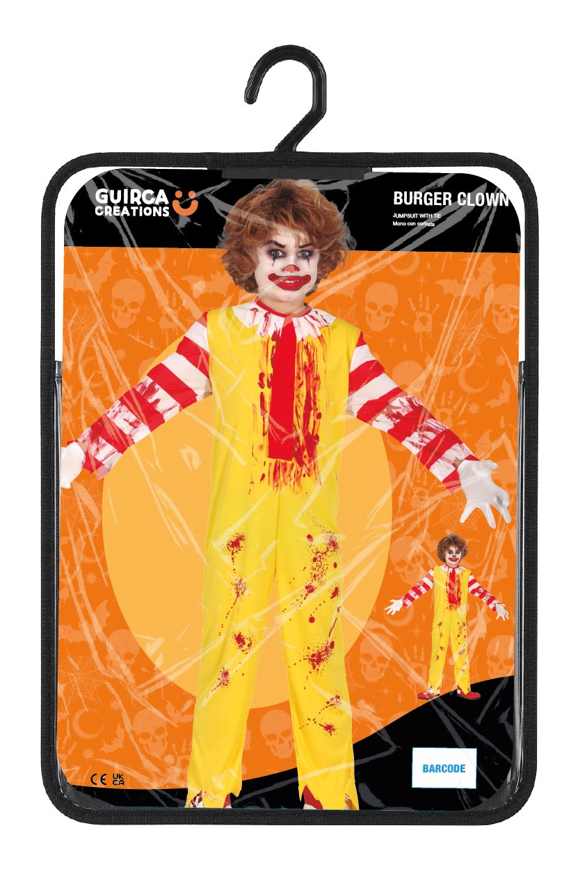 Burger Horror Clown Kostuum Kind – Geel Rood Halloween