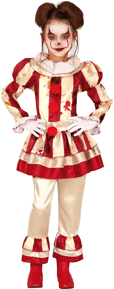 Horror Clown Kostuum Kind – Rood Wit Gestreepte Clown