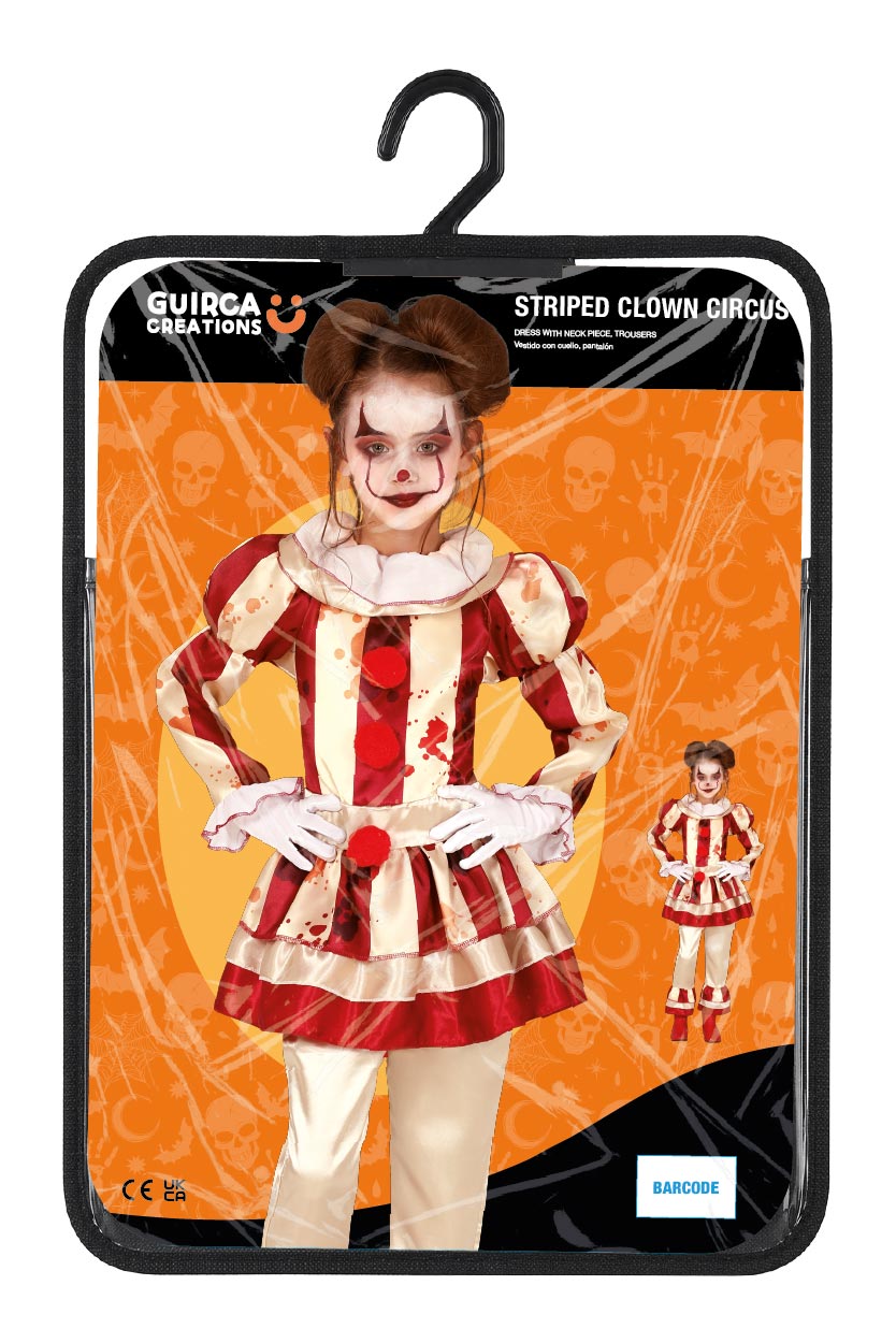 Horror Clown Kostuum Kind – Rood Wit Gestreepte Clown