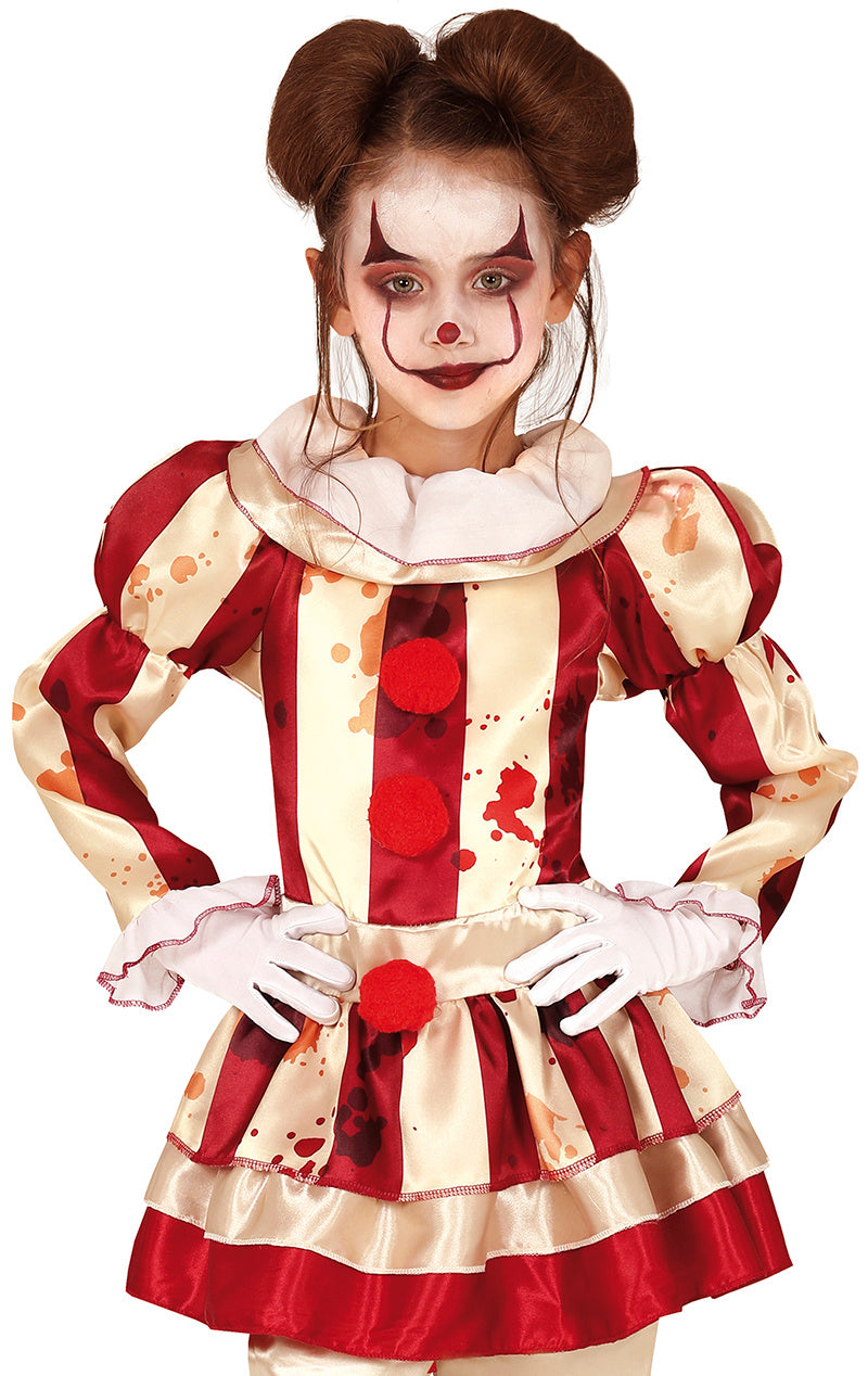 Horror Clown Kostuum Kind – Rood Wit Gestreepte Clown