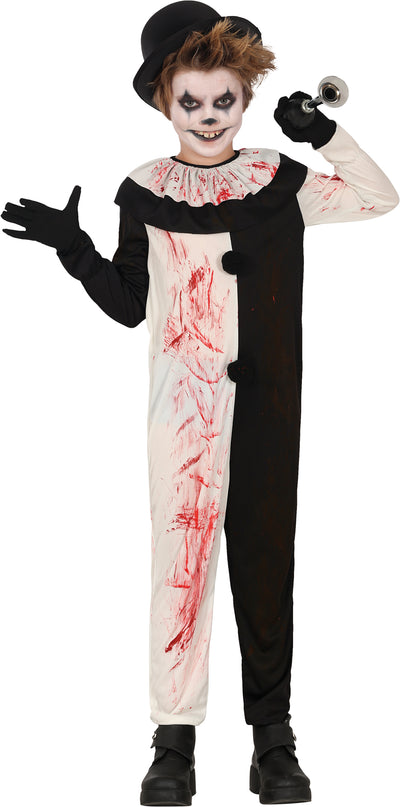 Terror Clown Kostuum Kind – Zwart Wit Horror Clown
