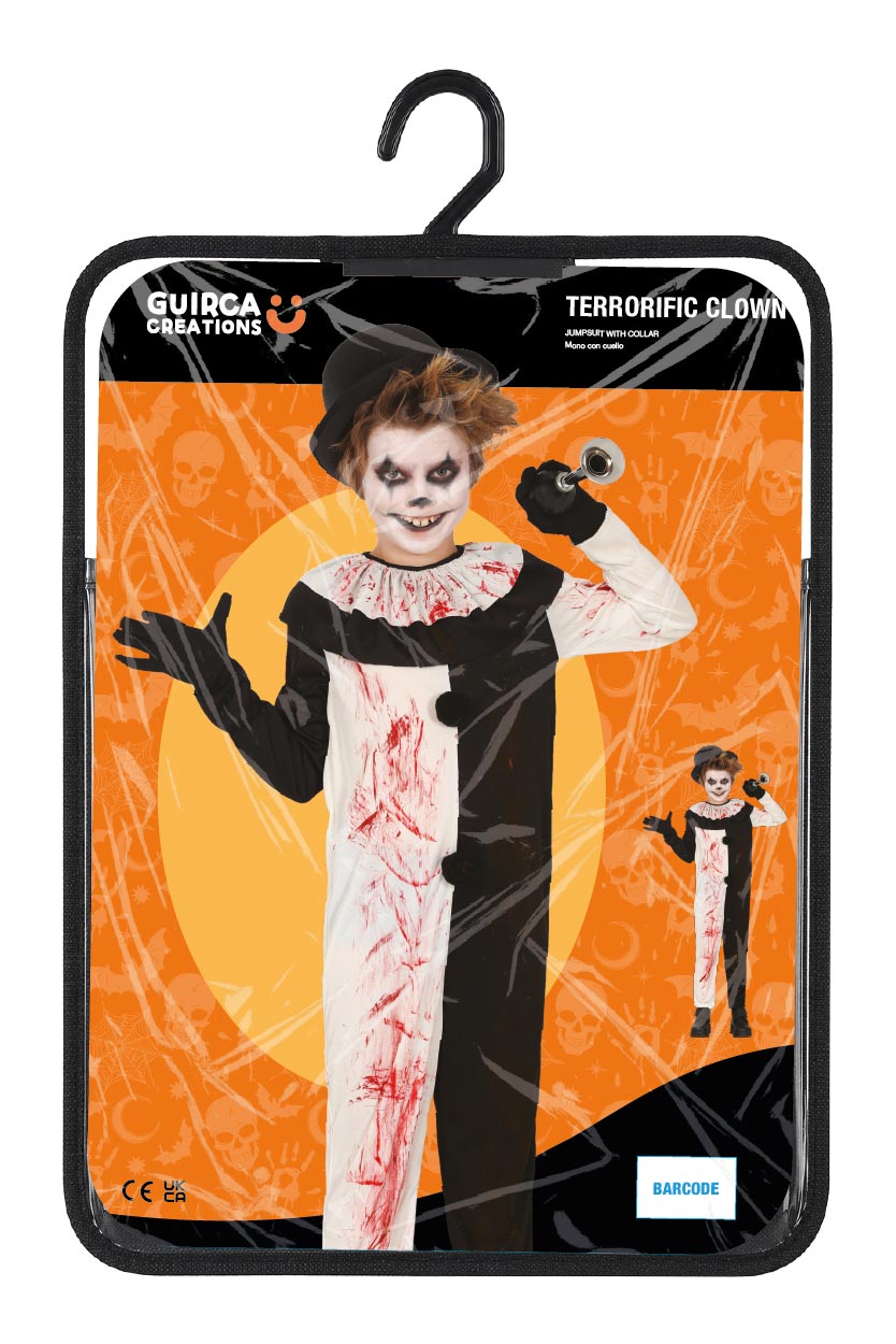 Terror Clown Kostuum Kind – Zwart Wit Horror Clown