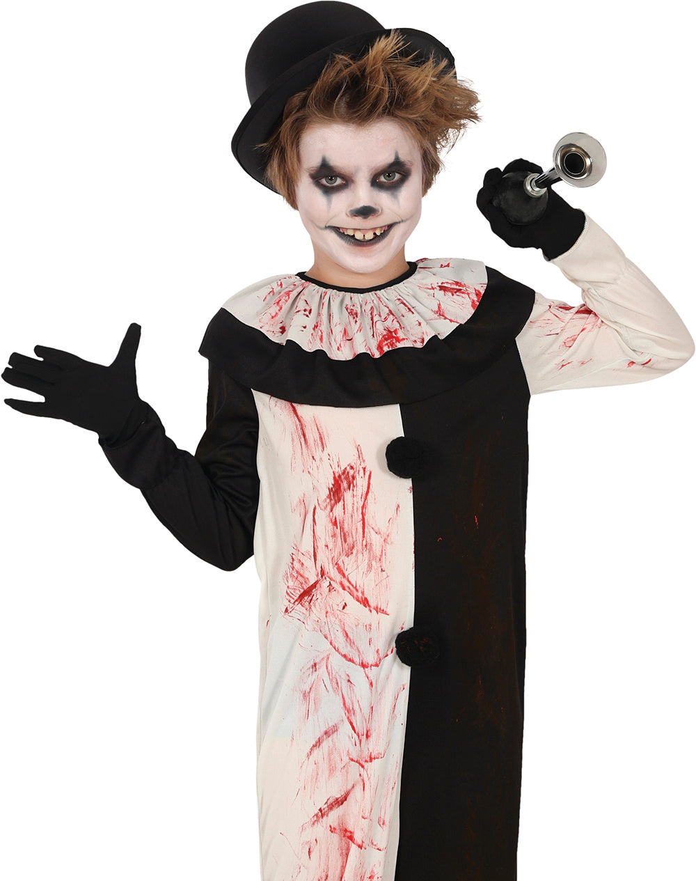 Terror Clown Kostuum Kind – Zwart Wit Horror Clown