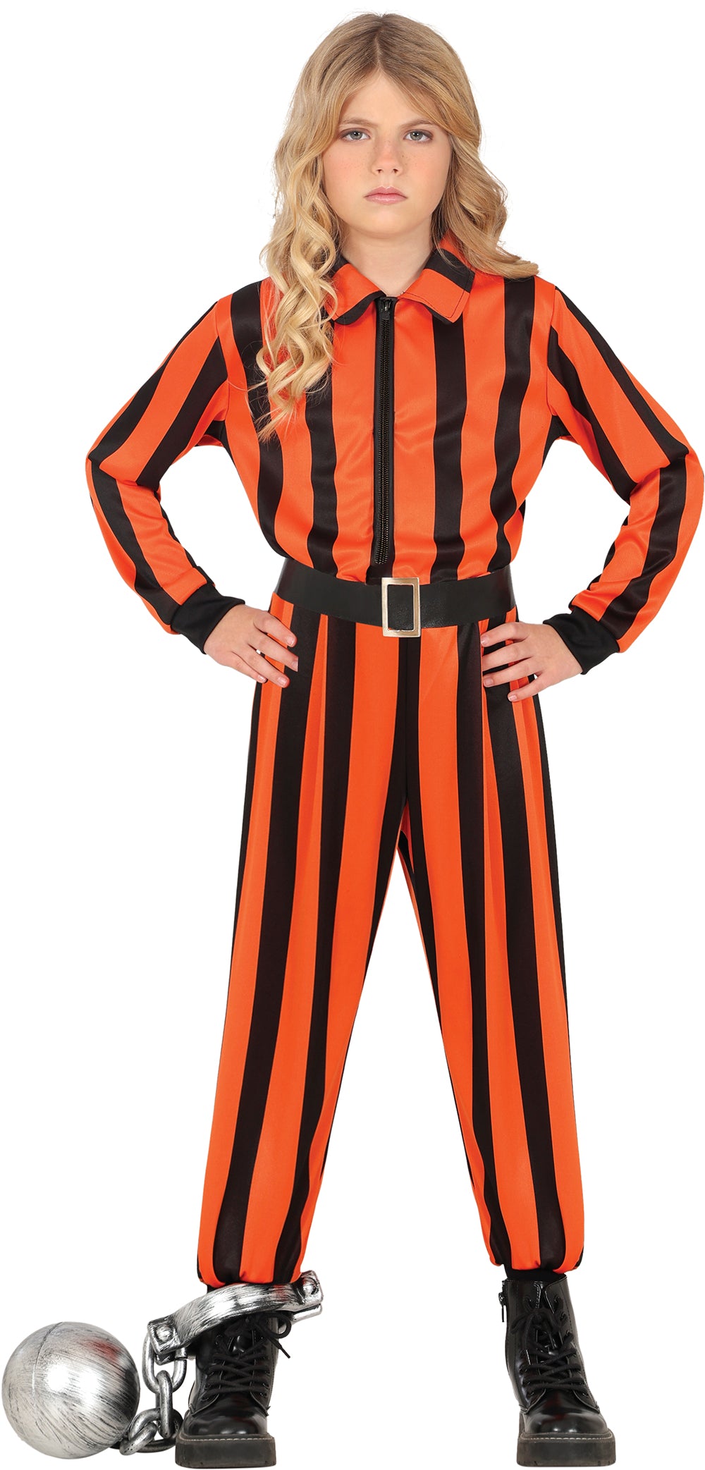 Harlekijn Gevangene Kostuum Kind – Oranje Zwart Halloween