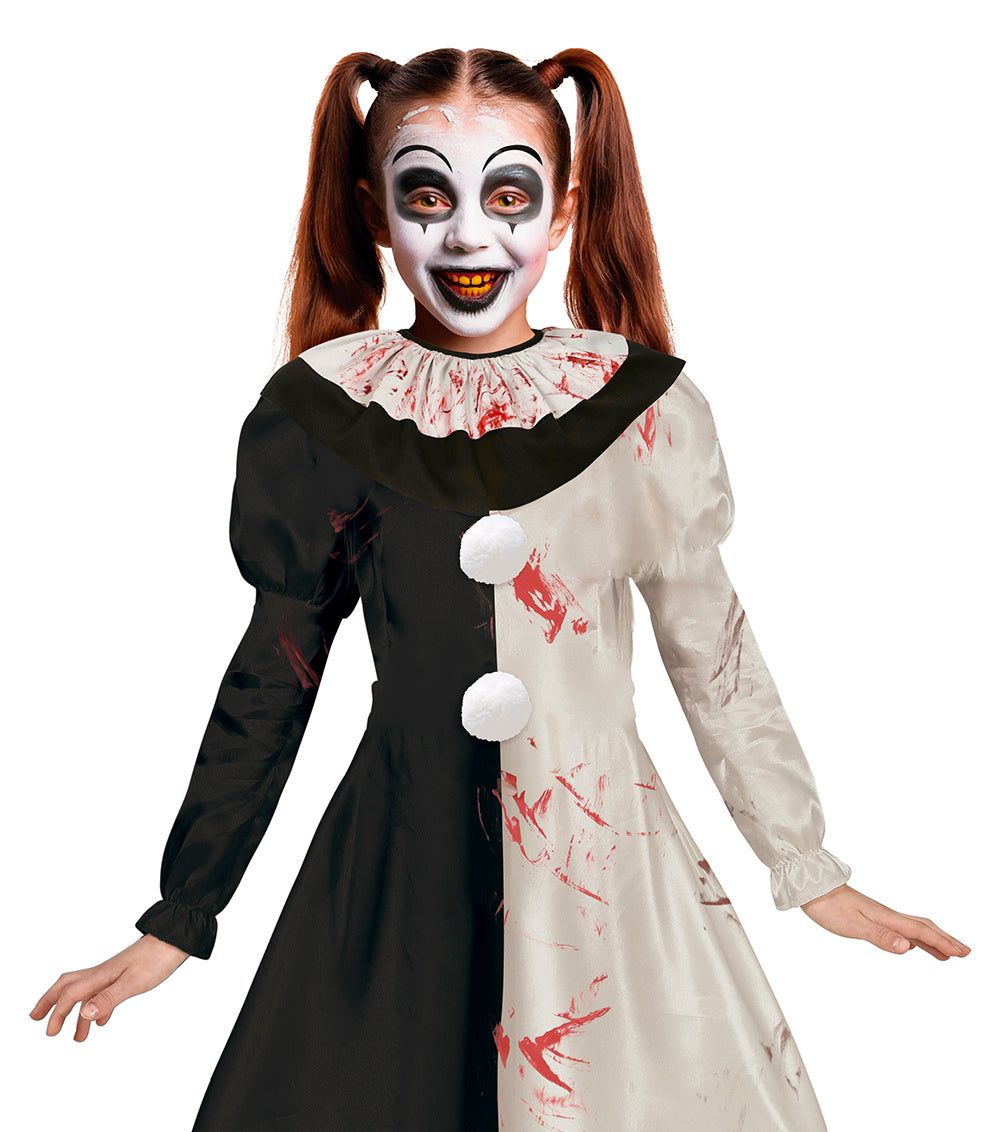 Terror Clown Kostuum Meisje – Zwart Wit Horror Jurk