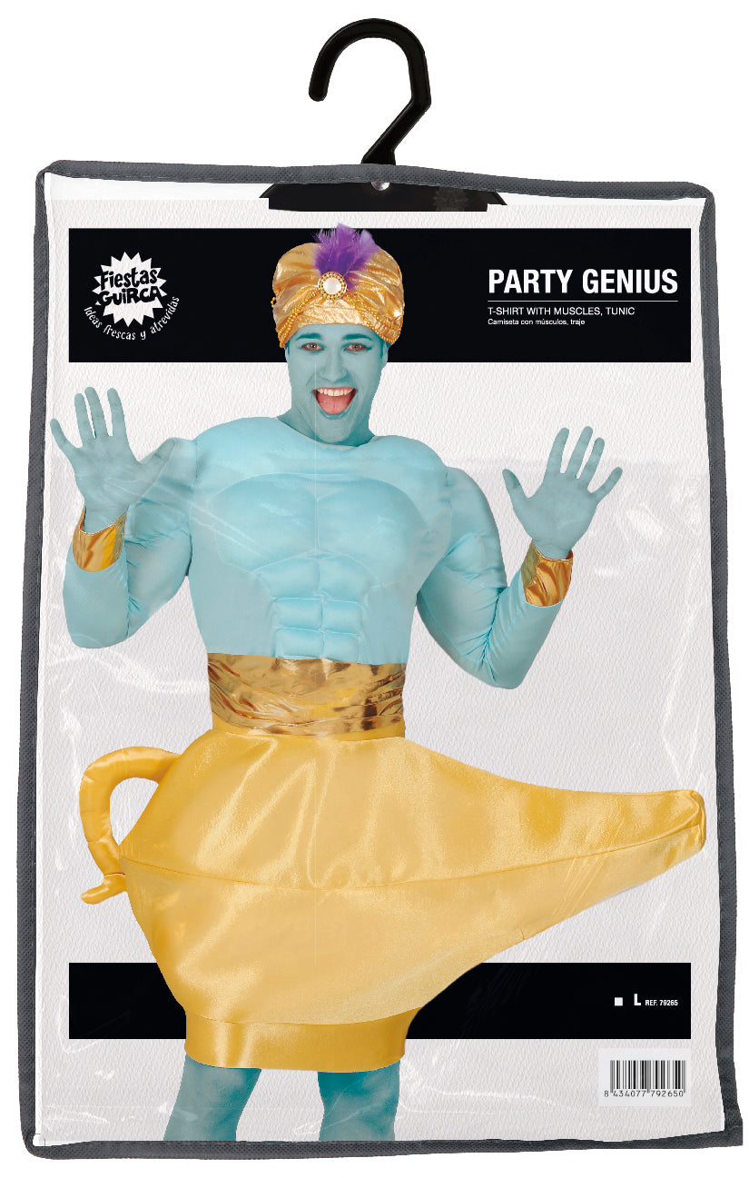 Genie Kostuum Heren – Blauwe Lampgeest Outfit (Maat L)