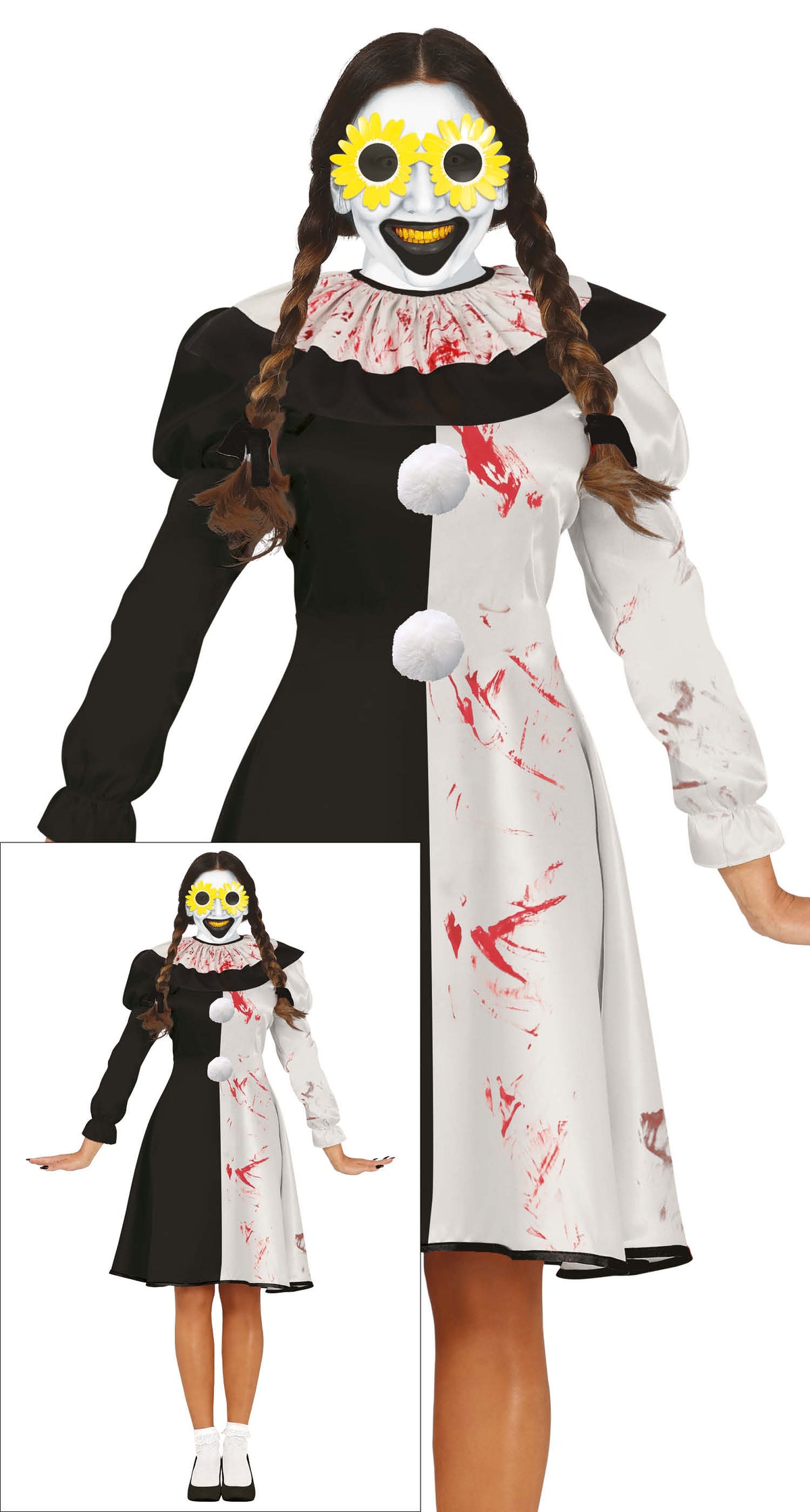 Terrorific Clown Kostuum Dames – Eng Horror Clown Kostuum met Kraag