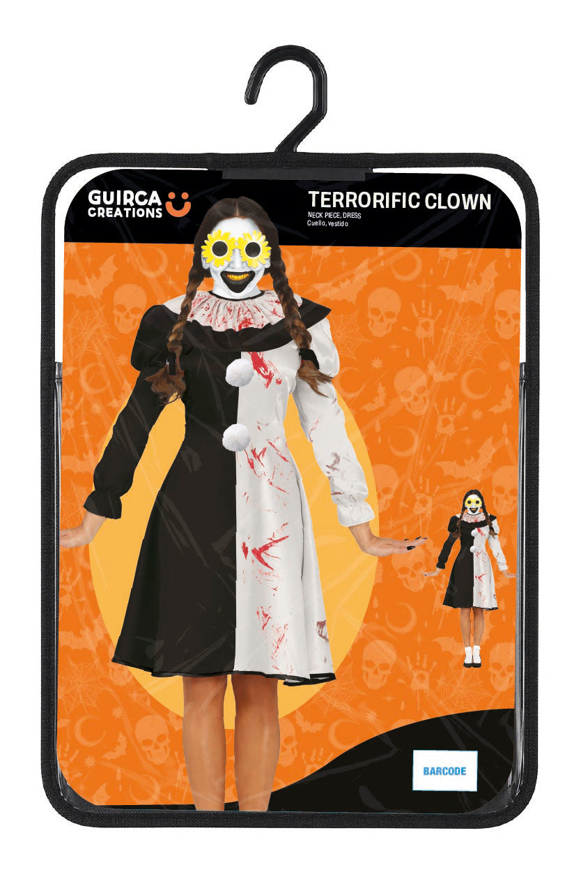 Terrorific Clown Kostuum Dames – Eng Horror Clown Kostuum met Kraag