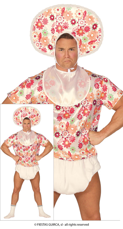 Baby Kostuum Heren – Hilarische Luier Outfit met Slab & Hoofddeksel