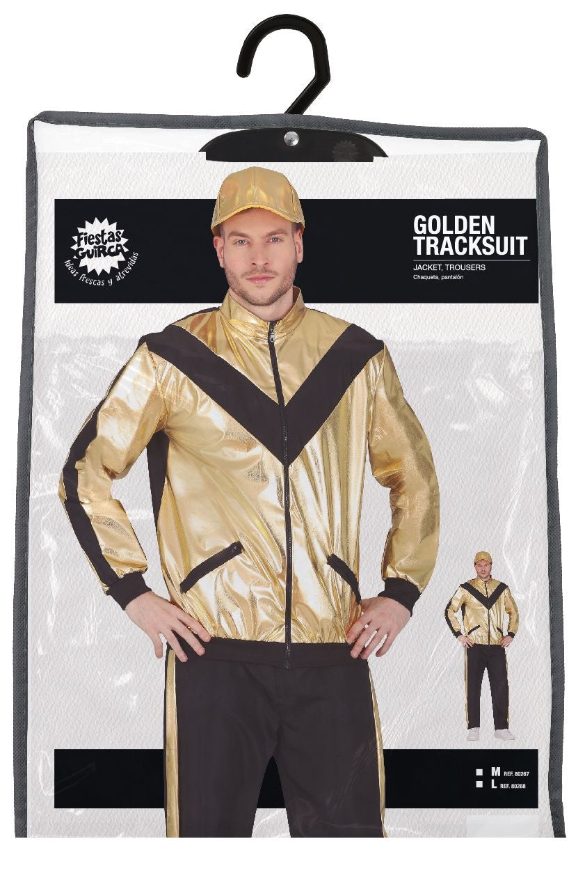 Gouden Trainingspak Heren – Fout Party Kostuum | Zwart & Goud