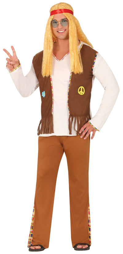 Hippie-Kostüm Braun – Flower-Power-Outfit der 60er/70er Jahre