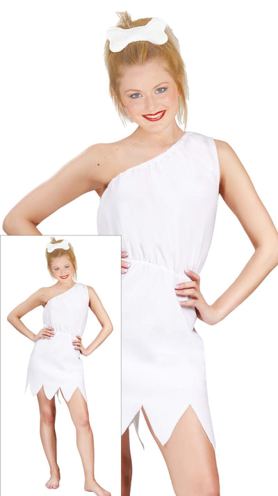 Holbewoner Kostuum Dames – Wit | Prehistorisch Verkleedpak