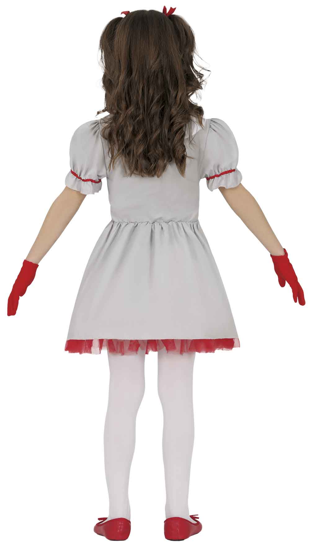 Vintage Clown Kostuum Meisje – Grijs Rood Halloween Jurkje
