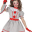 Vintage Clown Kostuum Meisje – Grijs Rood Halloween Jurkje