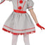 Vintage Clown Kostuum Meisje – Grijs Rood Halloween Jurkje