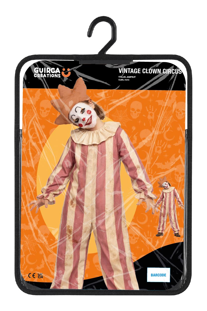 Vintage Horror Clown Kostuum Kind – Halloween Circus Jumpsuit