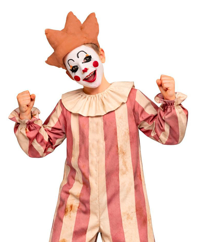 Vintage Horror Clown Kostuum Kind – Halloween Circus Jumpsuit