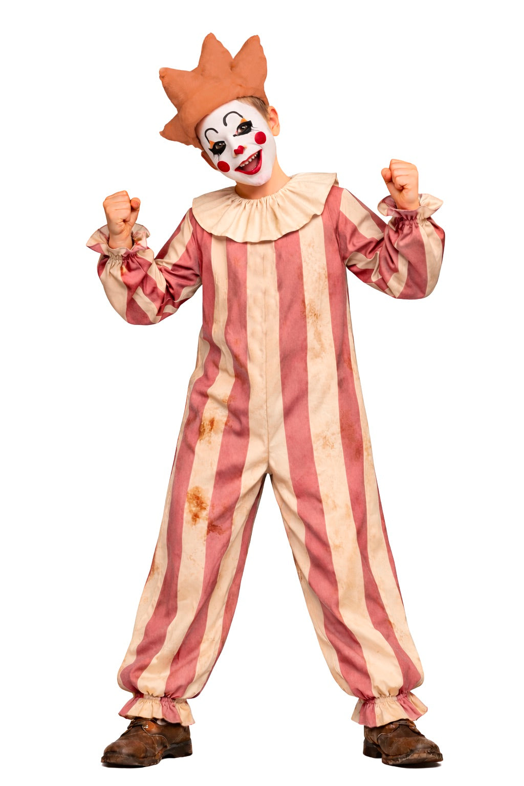 Vintage Horror Clown Kostuum Kind – Halloween Circus Jumpsuit