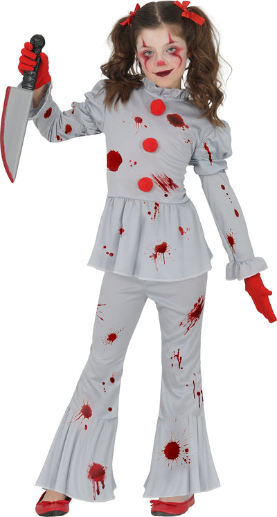 Bloederige Devil Clown Kostuum Kind – Grijze Horror Clown