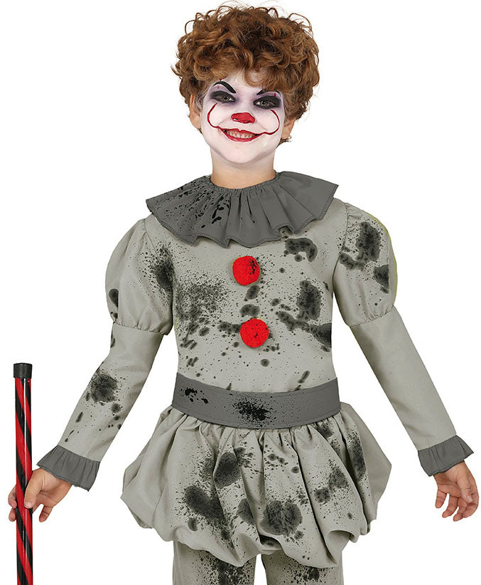 Grijs Horror Clown Kostuum Kind – Enge Halloween Clown