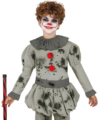 Grijs Horror Clown Kostuum Kind – Enge Halloween Clown