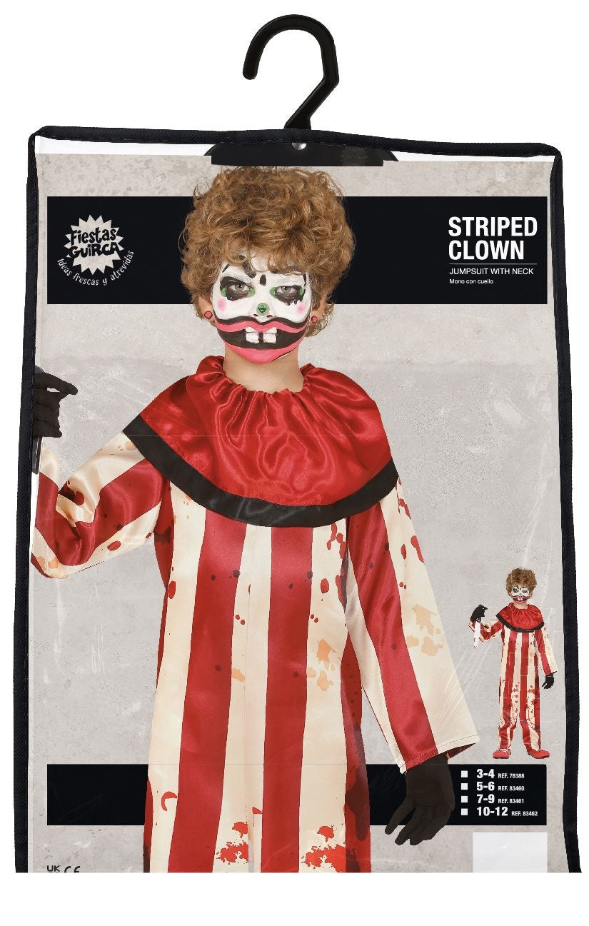 Clown-Halloweenkostüm für Kinder, gestreift