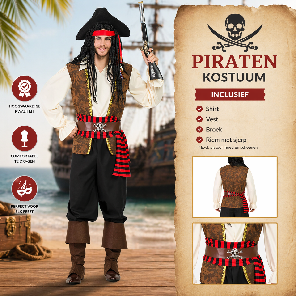 Compleet piratenkostuum heren