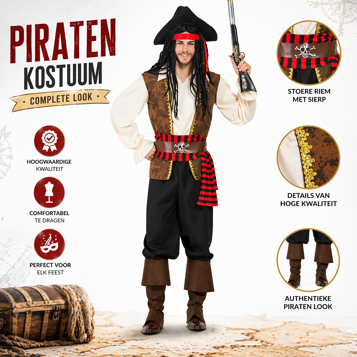 Piraat jones kostuum