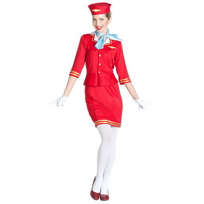 Stewardess Linda | Stewardess Kostüm Damen | Rot