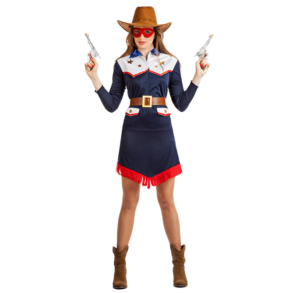 Cowgirl Kostuum | Shirt, Rok, Riem, Masker)