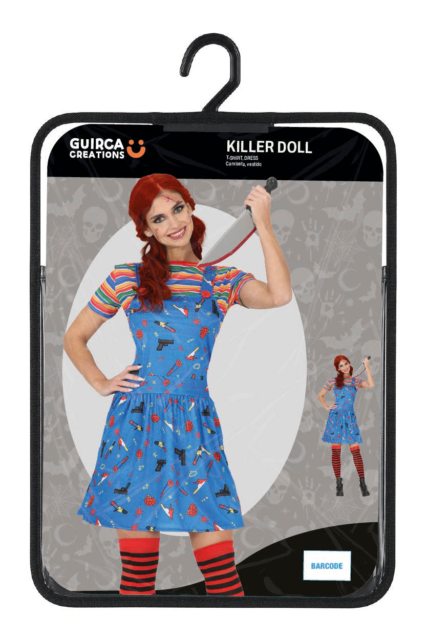 Chucky Kostuum Dames – Killer Doll Halloween Horror Kostuum – Jumpsuit & T-shirt