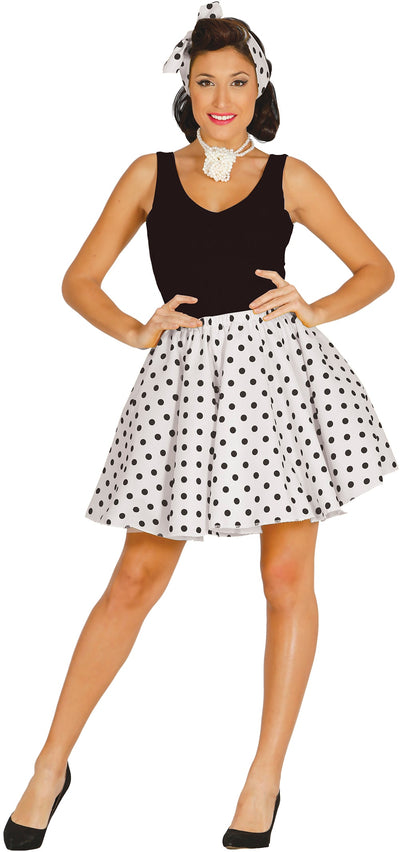 Grease Kostuum Dames – Wit - Maat L 42/44 | Jaren 50 Rock-’n-Roll Outfit