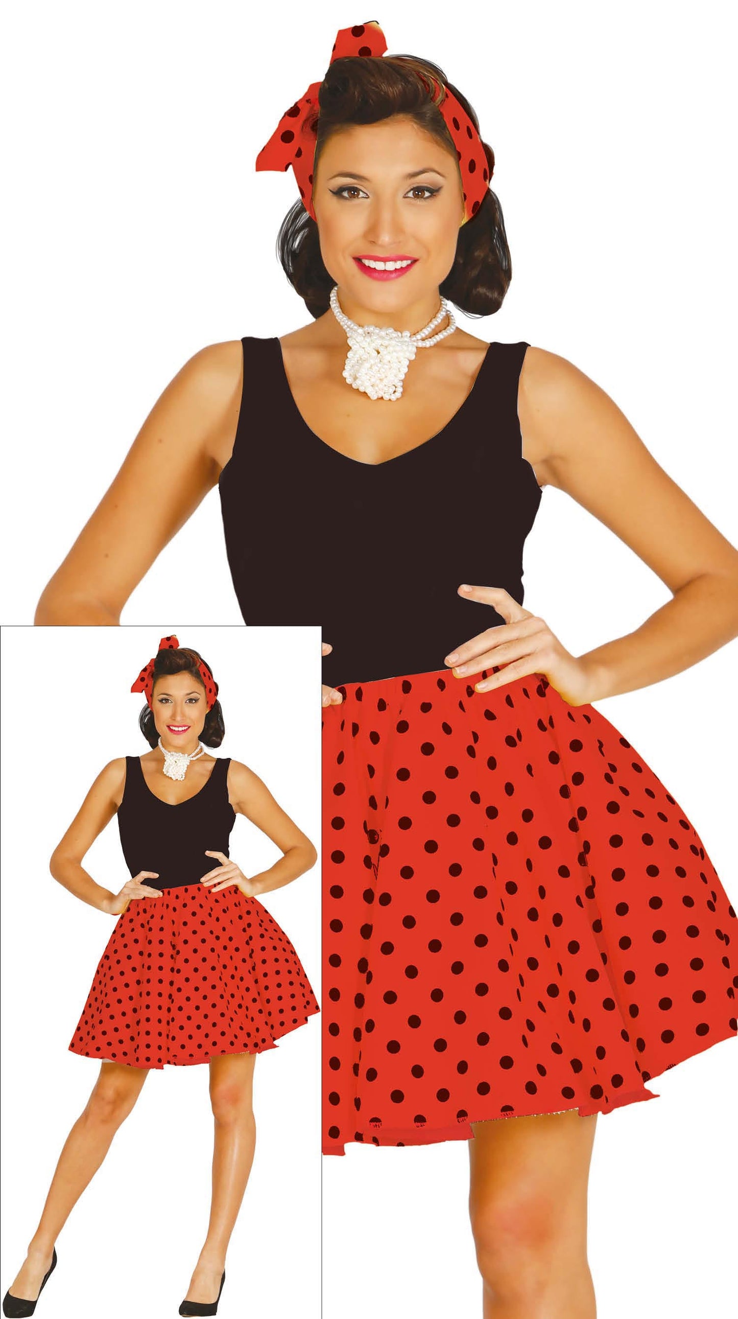 Grease Kostuum Dames – Rood - Maat L 42/44| Jaren 50 Rock-’n-Roll Outfit