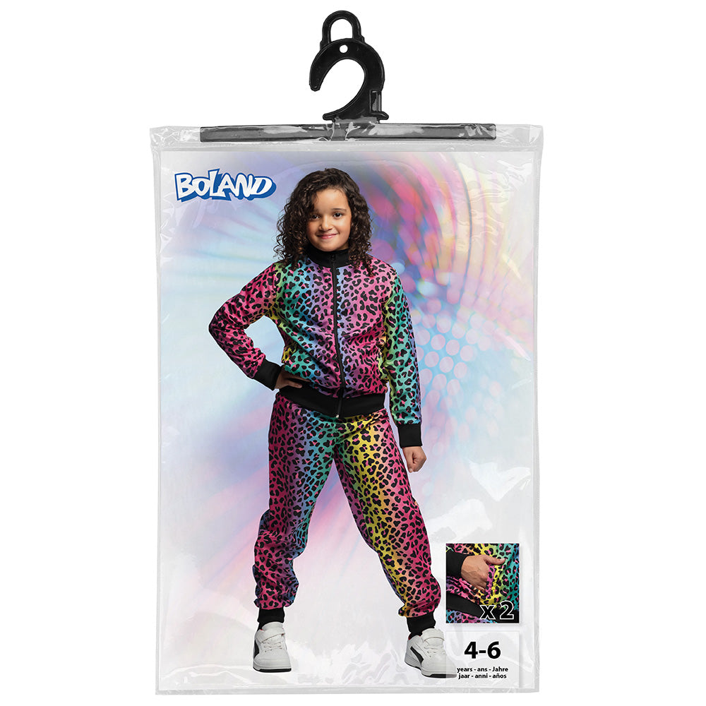 Regenboog Panter Trainingspak Kind – Fout 90’s Kostuum met Jas & Broek