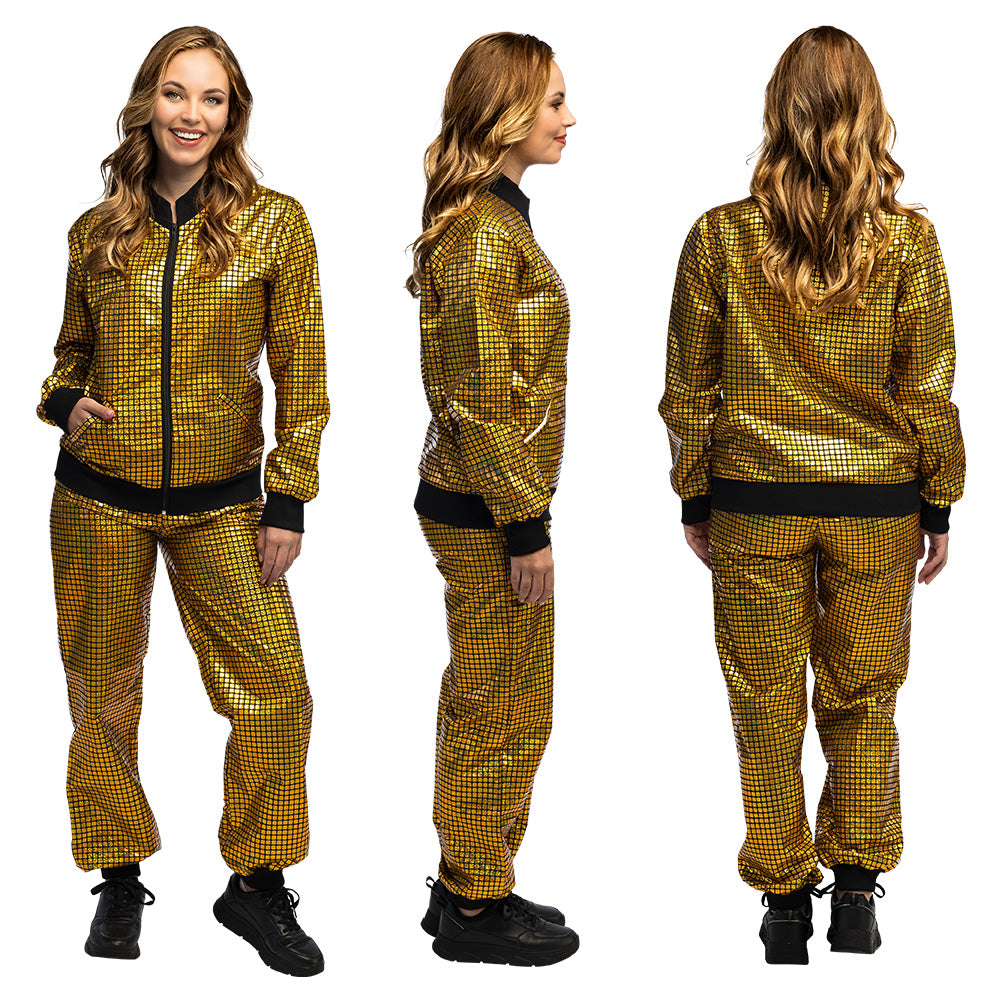 Gouden Discobal Trainingspak Dames | Disco & Carnaval Kostuum