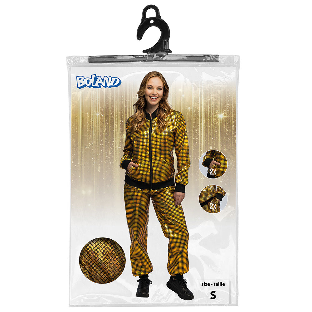 Gouden Discobal Trainingspak Dames | Disco & Carnaval Kostuum