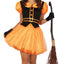 Heks Kostuum Dames Oranje/Zwart – Halloween Witch – Jurk & Heksenhoed