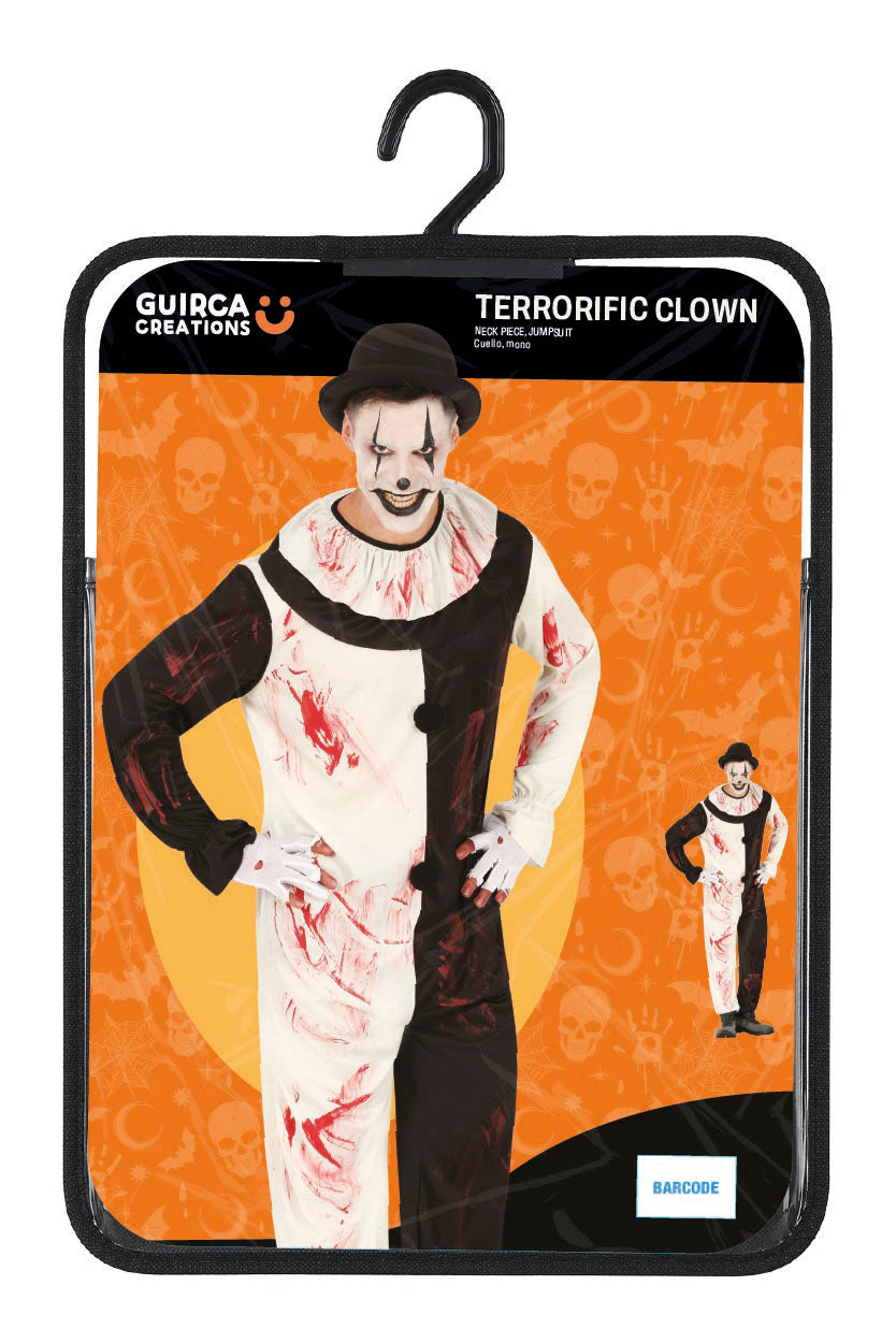 Terrifying Clown Kostuum Heren – Enge Horror Clown Jumpsuit met Kraag