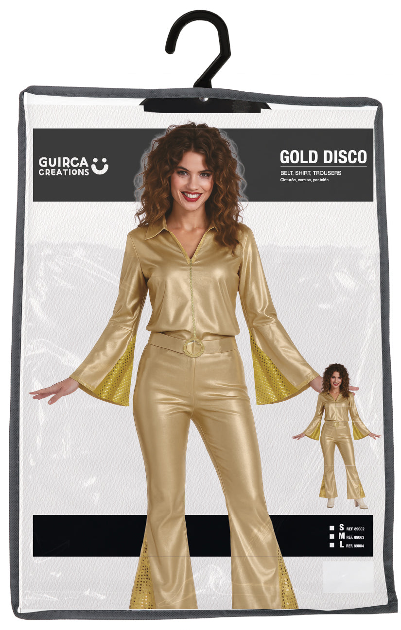 Disco Pak Goud Dames – 3 Delig Jaren 70 Kostuum - ABBA Kostuum
