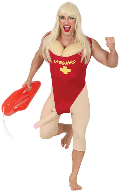 Lifeguard Kostuum Surprise Heren – Met Nep Borsten & Nep Penis