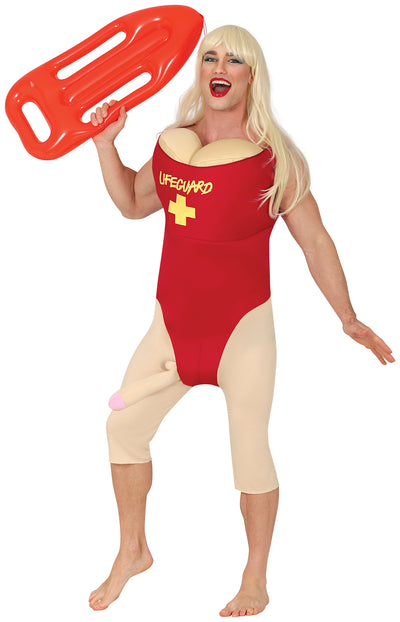Lifeguard Kostuum Surprise Heren – Met Nep Borsten & Nep Penis
