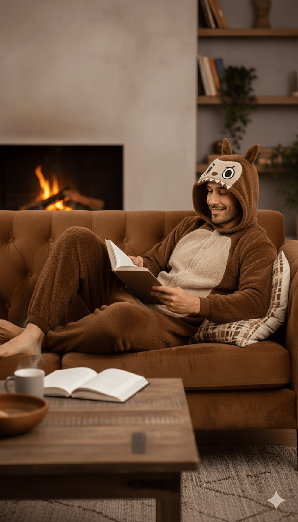 Labubu Pak - Onesie Heren –  Maat L (52/54) – Bruin