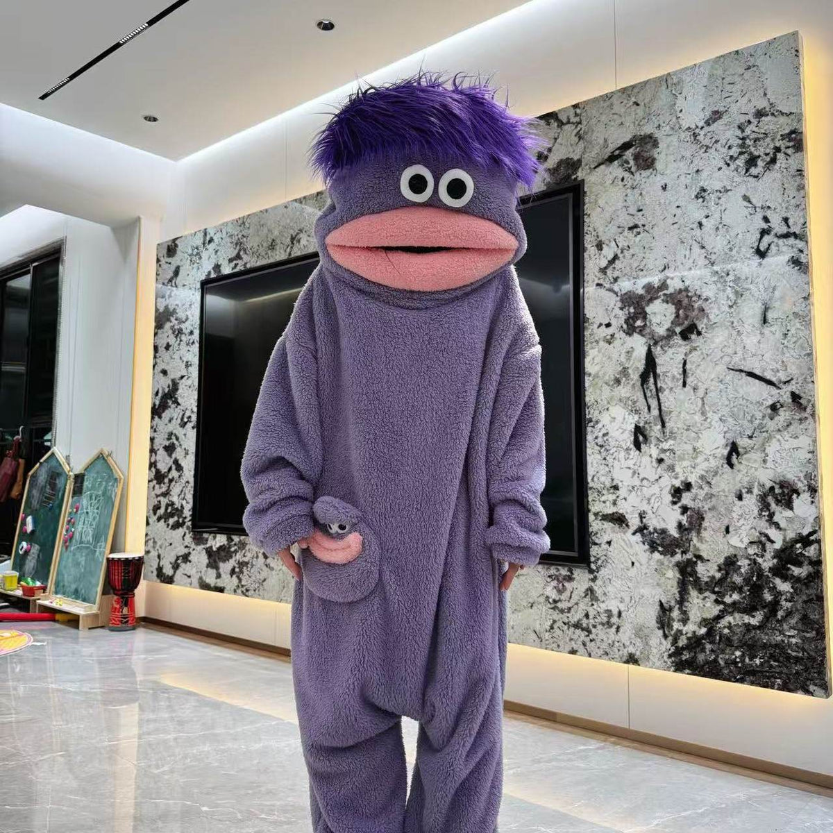Big mouth onesie paars
