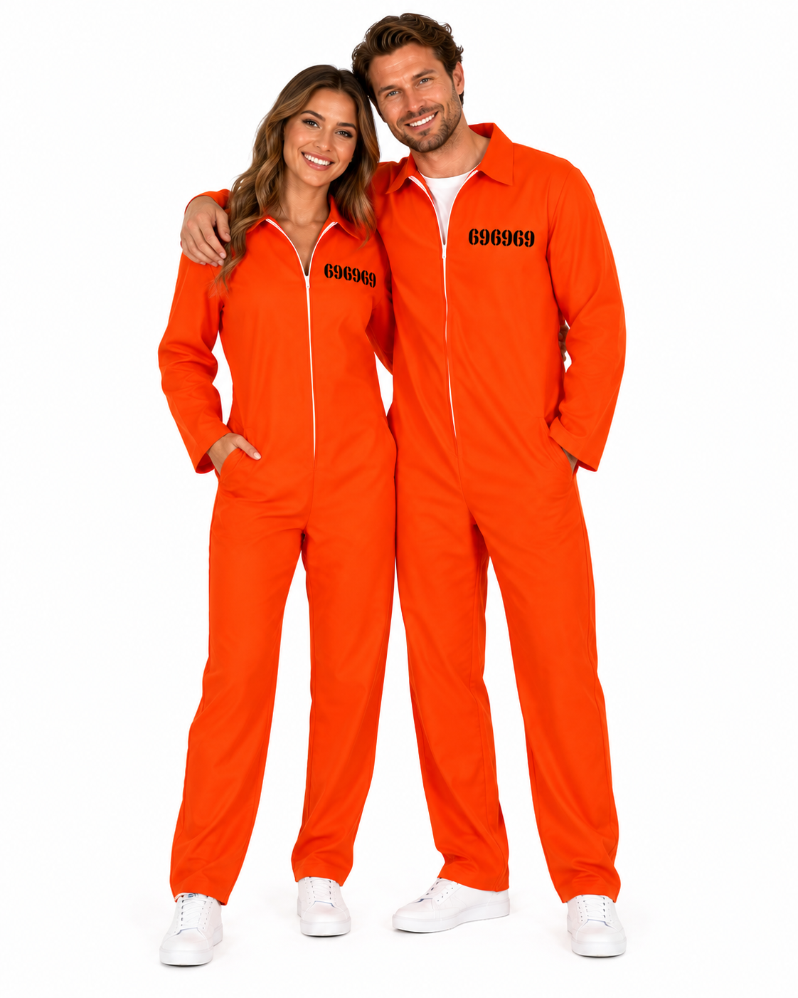 Boeven Koppelkostuum Dames & Heren Duo Deal – 2x Oranje Gevangenis Overall